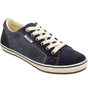 Taos Footwear Retro Star Sneaker Blue Suede Size 7.5